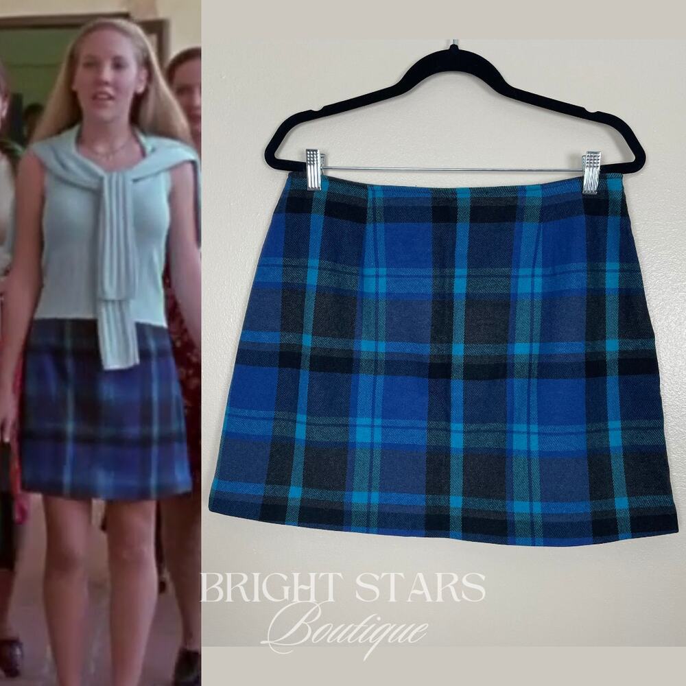 Rare Blue Plaid Mini Skirt ASO Harmony Kendall Buffy The Vampire Slayer Vintage